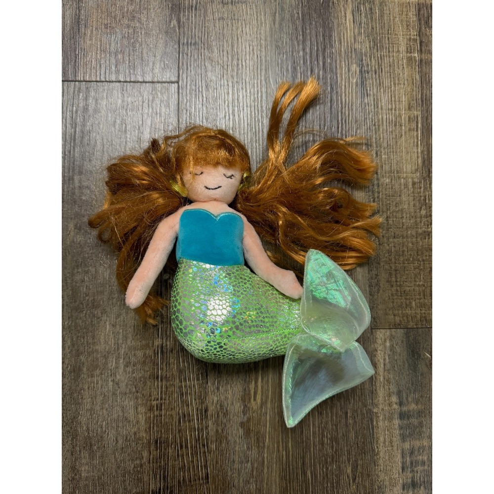 Douglas Cuddle‎ Toys Mermaid Plush Red Hair Green Shimmer Tail Doll 877T 8 inch